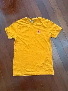 AMI Paris Orange Ami de Cœur Embroidered T-Shirt - Size M unisex
